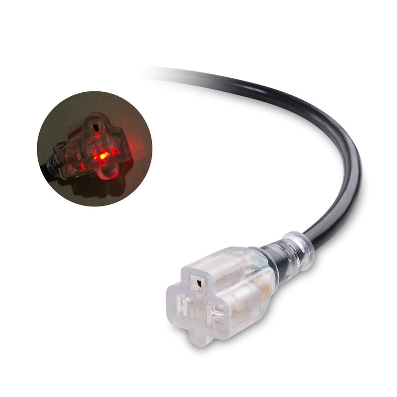 Cable Matters كابل ماترز سلك تمديد خارجي ثقيل 12 AWG بقدرة 20 أمبير بطول 25 قدم مع ضوء LED (NEMA 5-20P إلى NEMA 5-20R) - Image 4